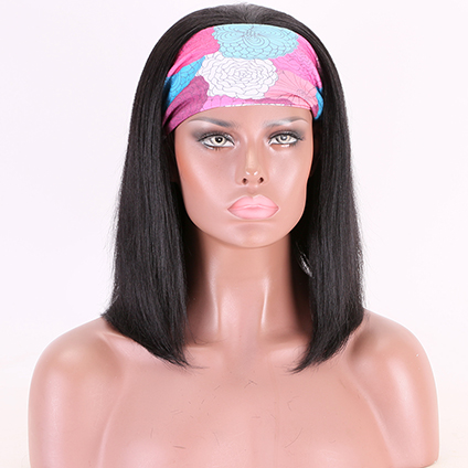 12” Indian Hair Yaki Texture Machine-Made Headband Wigs