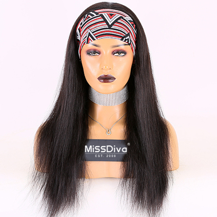 20” Remy Hair Natural Straight Machine-Made Headband Wigs