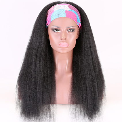 16” Indian Hair Kinky Straight Machine-Made Headband Wigs