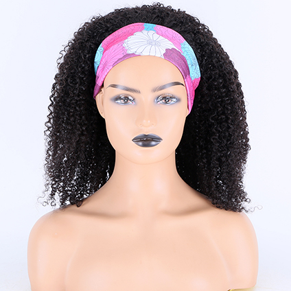 18” Remy Hair 3B 3C Curly Machine-Made Headband Wigs